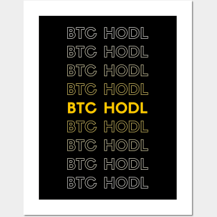 BTC HODL Typography Posters and Art